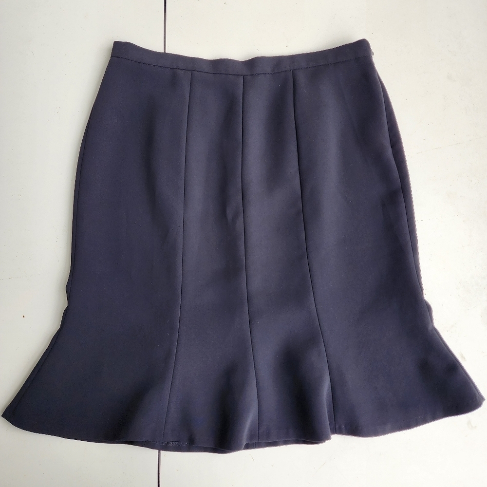 Talbots Skirt Womens Black Career Knee Length Side Zip Work Flare Pencil Sz 12